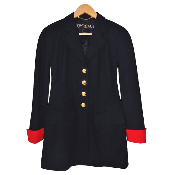 Escada Jackets & Blazers - ESCADA Blazer 100% Virgin Wool Navy Blue Jacket 34